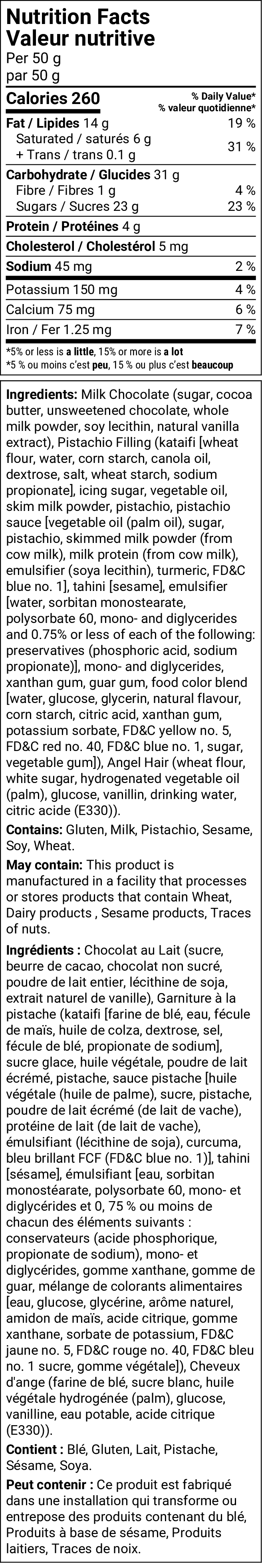 Nutrition facts