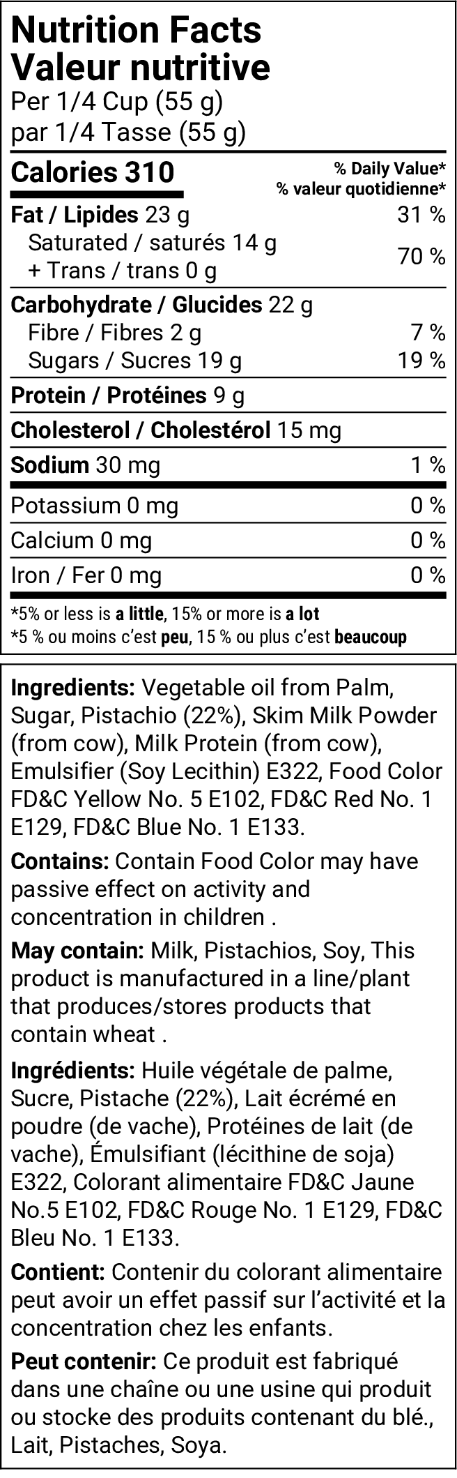 Nutrition facts