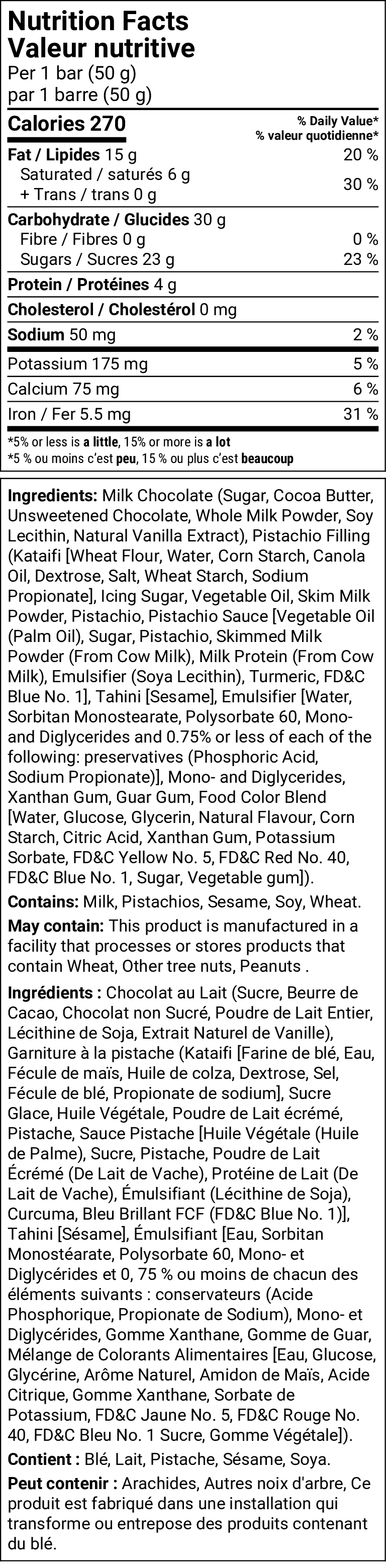Nutrition facts