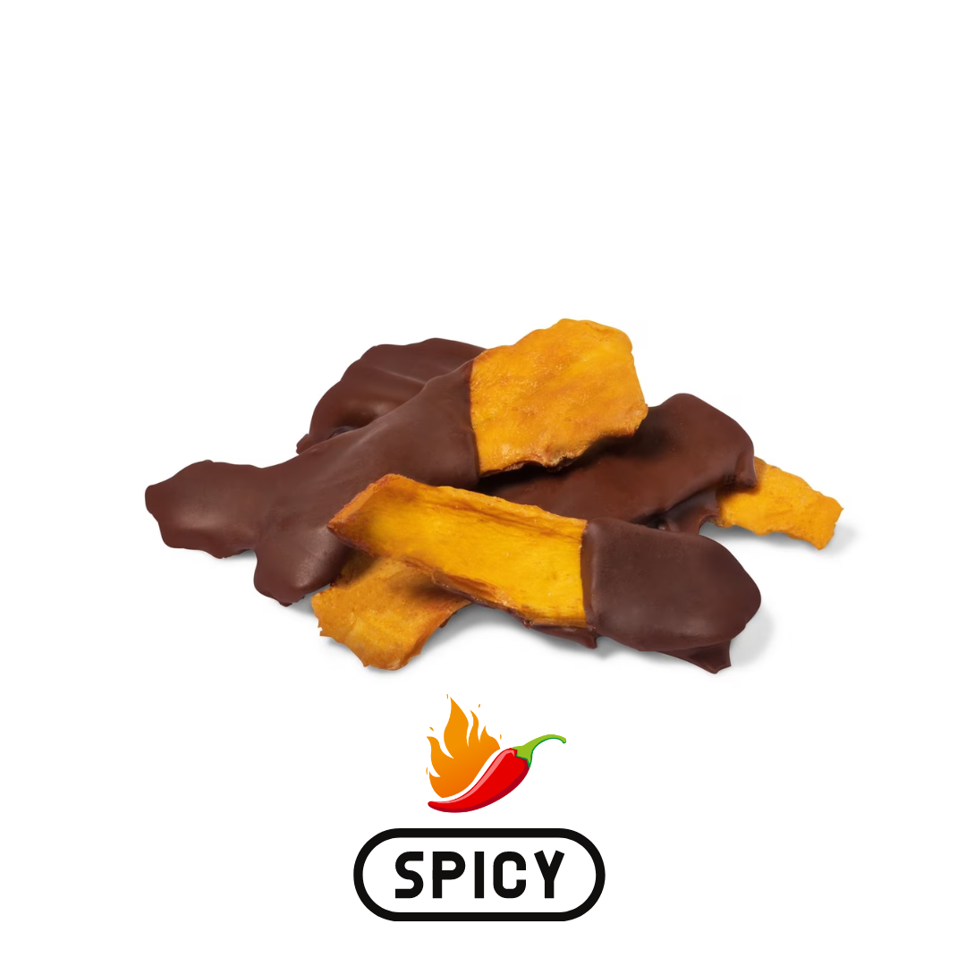 Spicy Chocolate Dipped Dried Mangoes