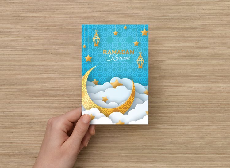 Greeting Cards - Palm Bites® - Greeting & Note Cards - Ramadan Kareem (Light Blue)